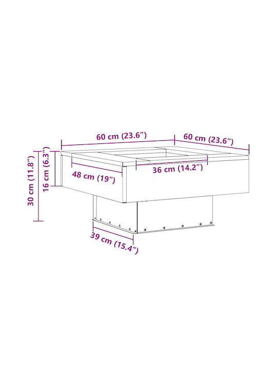 vidaXL Τζάκι Εσωτερικού Χώρου Μεταλλικό Καφέ 60x60x30cm