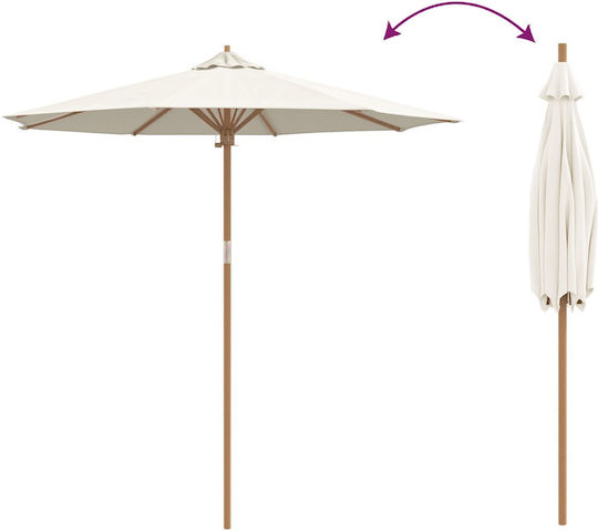 Professional Circular Wicker Umbrella Aluminum Beige Diameter 2.4xHeight 2.61m
