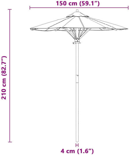 Umbrelă Rotundă Din Lemn Gri Φ2.11xÎ2.11m