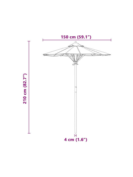 Umbrella Floor Round Wooden Beige D2.11m