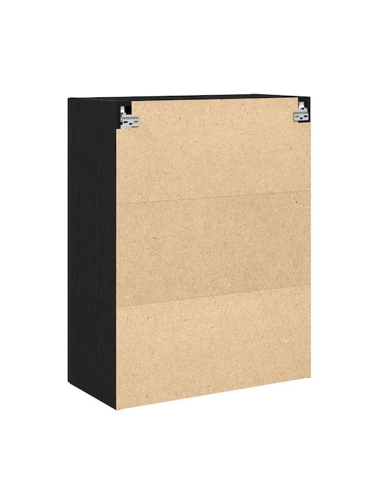 Wand Wohnzimmer Vitrine aus MDF mit Glas Black Oak 69.5x34x90cm