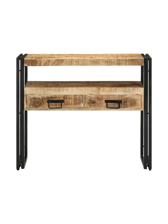 Console Table of Solid Wood & Metal Black Velvet-Black Metal L90xW33xH75cm