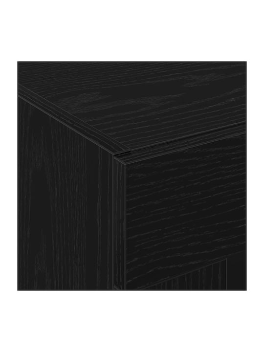 Wand Wohnzimmer Vitrine aus MDF mit Glas Black Oak 69.5x34x90cm