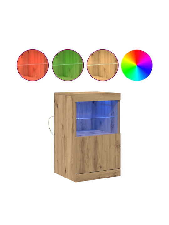 Floor-standing Living Room Display Cabinet made of Particleboard with Glass & Lighting Brown 41x37x67cm
