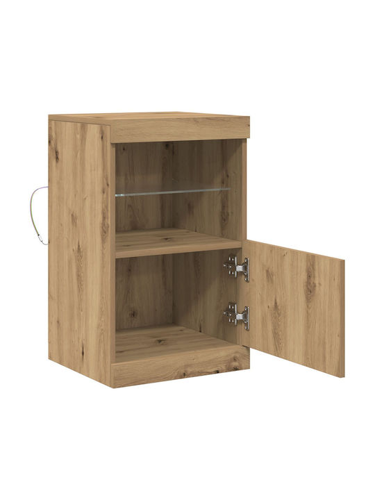 Floor-standing Living Room Display Cabinet made of Particleboard with Glass & Lighting Brown 41x37x67cm
