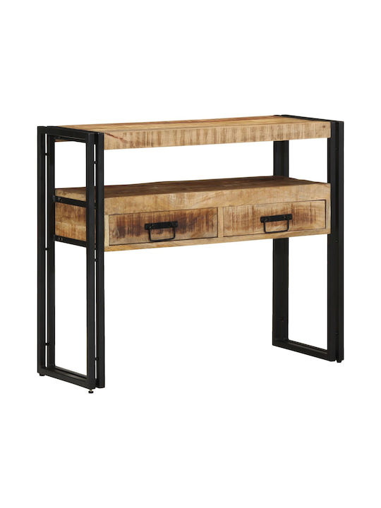 Console Table of Solid Wood & Metal Black Velvet-Black Metal L90xW33xH75cm