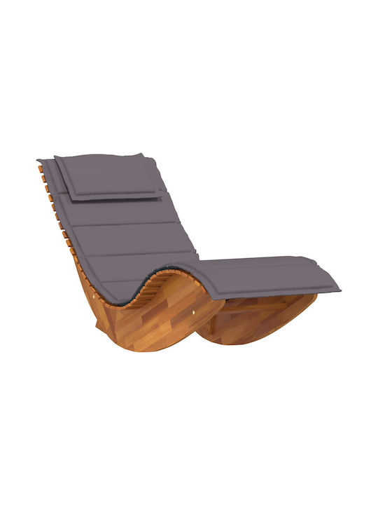 Deckchair Double Wooden with Cushion Gray 60x154x74cm.