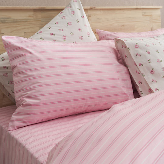 Charalambidis Textiles Άνοιξη Σεντόνι Μονό 160x260εκ. Ροζ