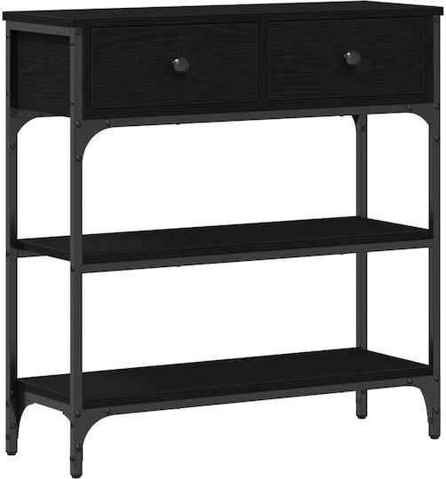 Console Table Wood & Metal Black Oak L72.5xW25xH75cm