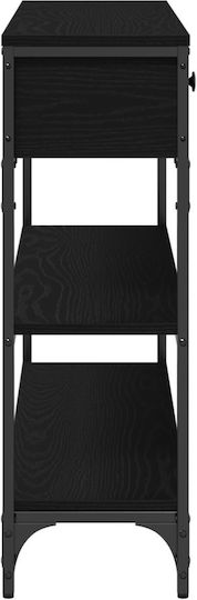 Console Table Wood & Metal Black Oak L100xW25xH75cm