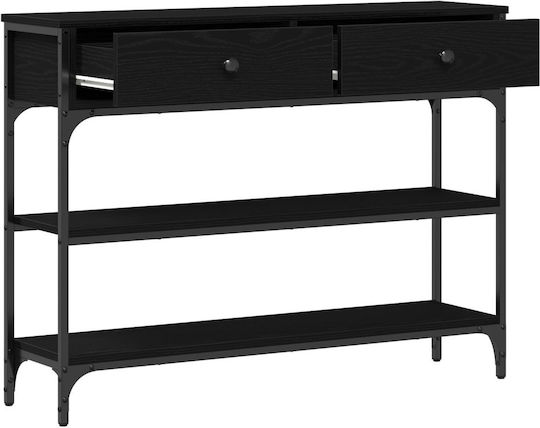 Console Table Wood & Metal Black Oak L100xW25xH75cm