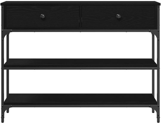 Console Table Wood & Metal Black Oak L100xW25xH75cm