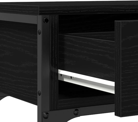Console Table Wood & Metal Black Oak L100xW25xH75cm
