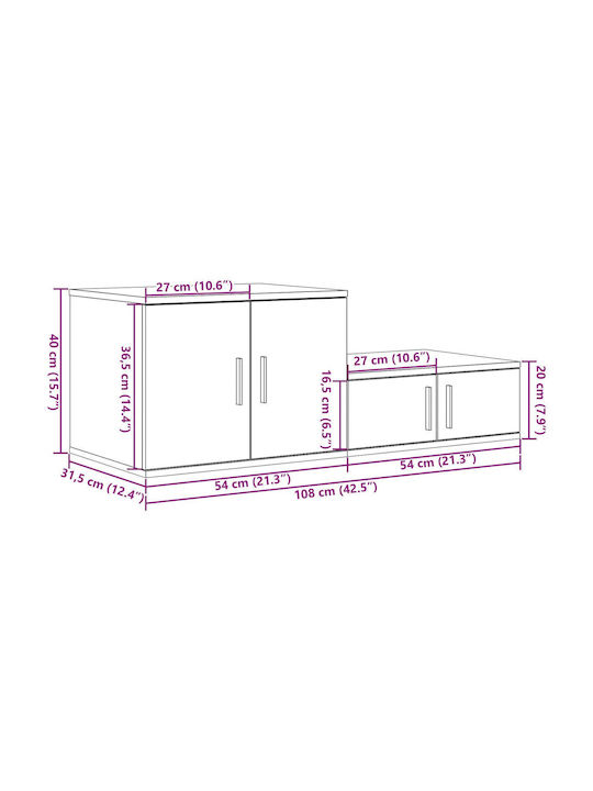 Cabinet Storage Wooden L108xW41xH40cm