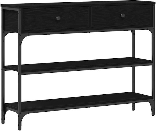 Console Table Wood & Metal Black Oak L100xW25xH75cm