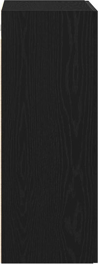 Wall Mounted Living Room Cabinet Made of Particle Board Black Oak 69.5x34x90cm