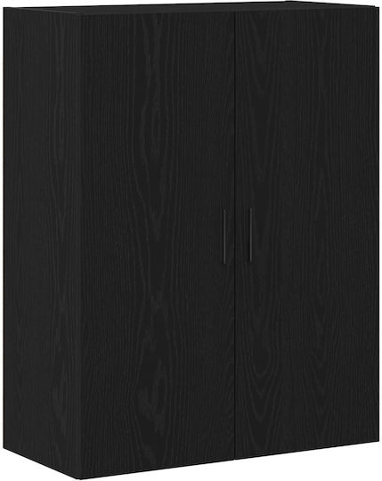 Wall Living Room Cabinet Made of Particle Board Black Oak 69.5x34x90cm