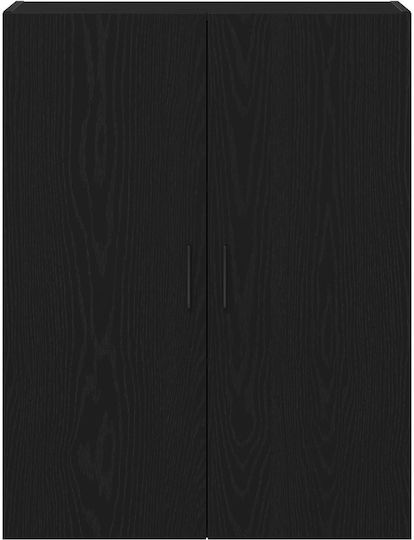 Wall Living Room Cabinet Made of Particle Board Black Oak 69.5x34x90cm