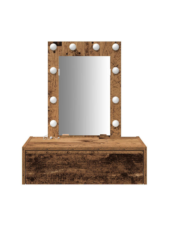 Wandmontierte Schminktisch Schlafzimmer Holz Alt Holz mit Spiegel 60x40x70cm