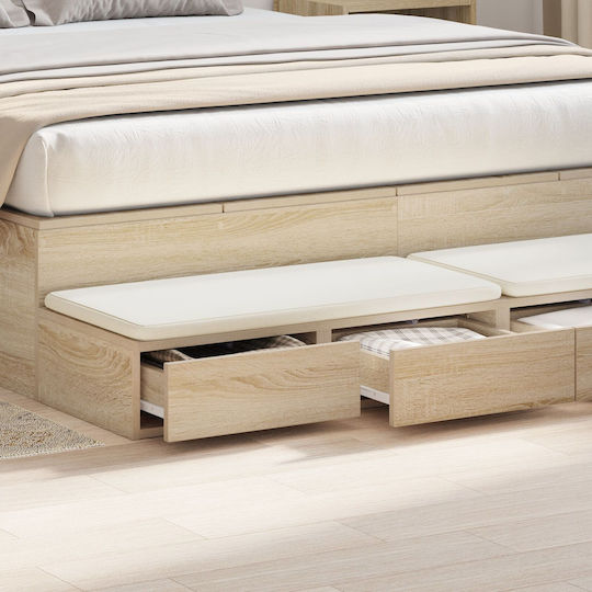 vidaXL Bettkasten aus Holz Sonoma 135x36.5x16.5cm
