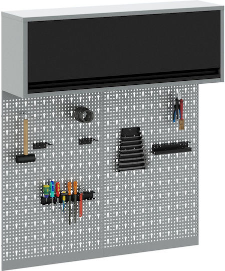 3-Piece Tool Set Vidaxl Wall Board Rack Black Metal Grey