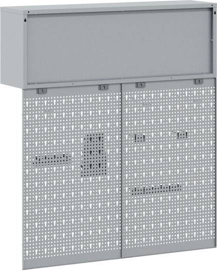 3-Piece Tool Set Vidaxl Wall Board Rack Black Metal Grey