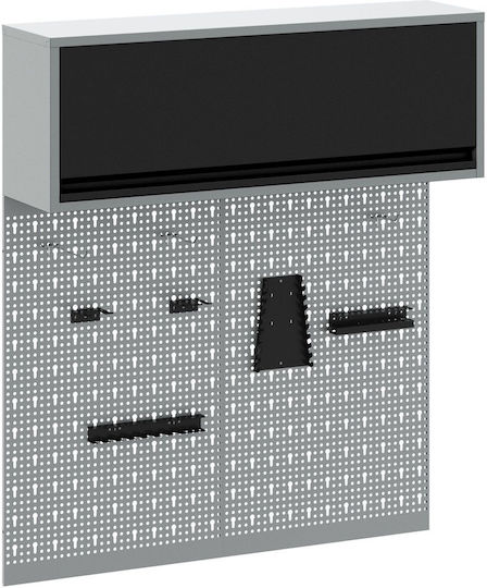 3-Piece Tool Set Vidaxl Wall Board Rack Black Metal Grey