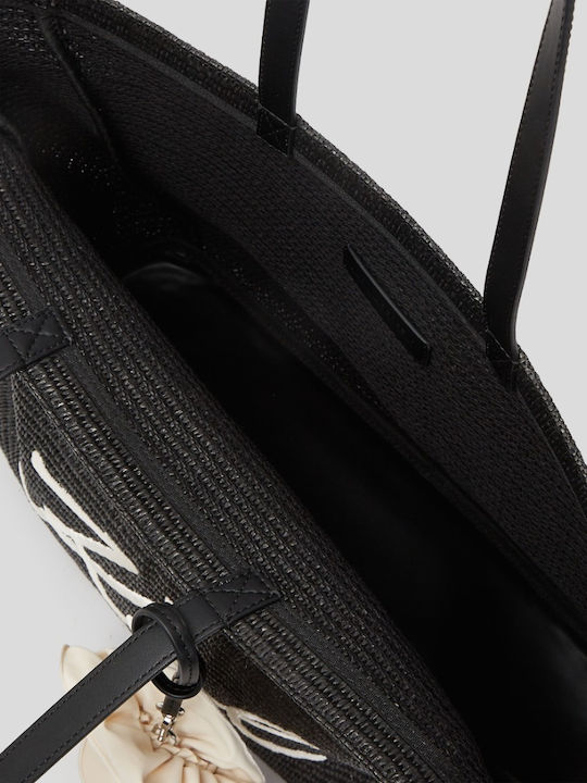 Signature Straw Women's Shoulder Bag Black