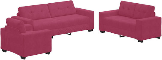 Living Room Furniture Set 3-Seater & 2-Seater & Armchair Red