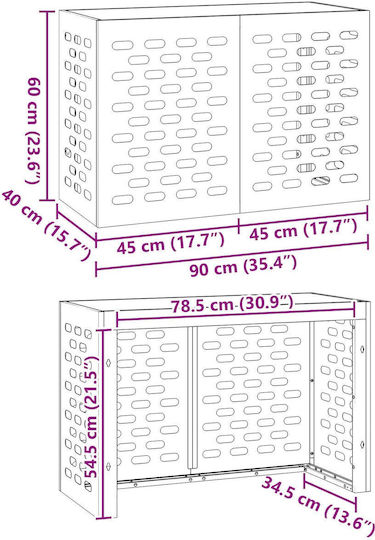 Air Conditioner Cover White 90x40x60 Steel