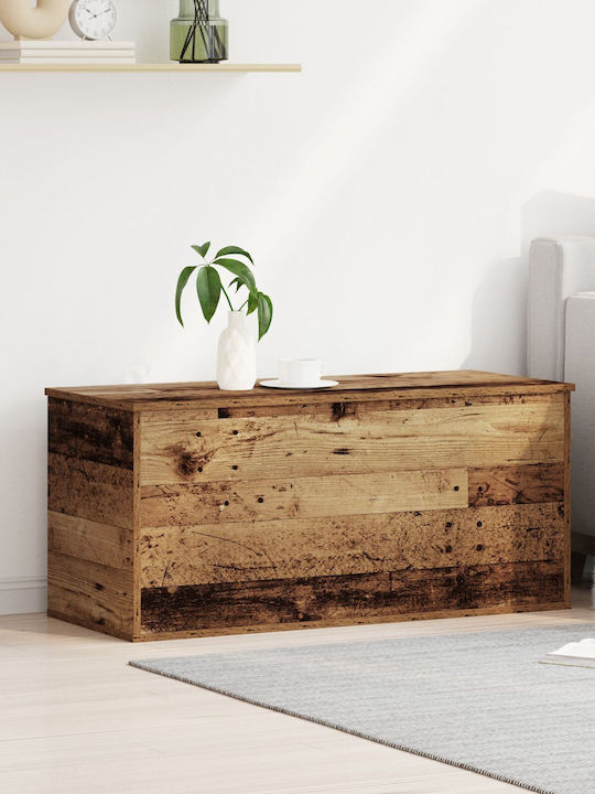 vidaXL Дърво Кутия за съхранение с капак Бял 100x42x46см 1бр