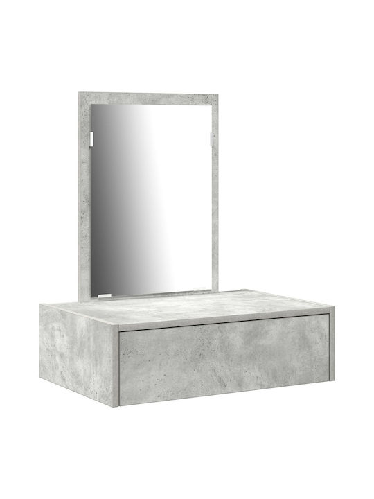 Стенна Спална Тоалетка Дървена Сива с Огледало 60x40x70см