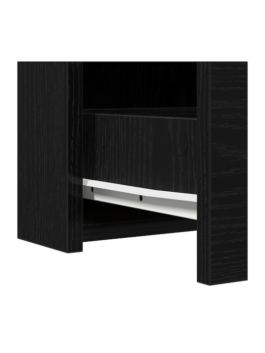 Wandmontage Schminktisch Schlafzimmer Holz Schwarz Eiche mit Spiegel 83x40x70cm