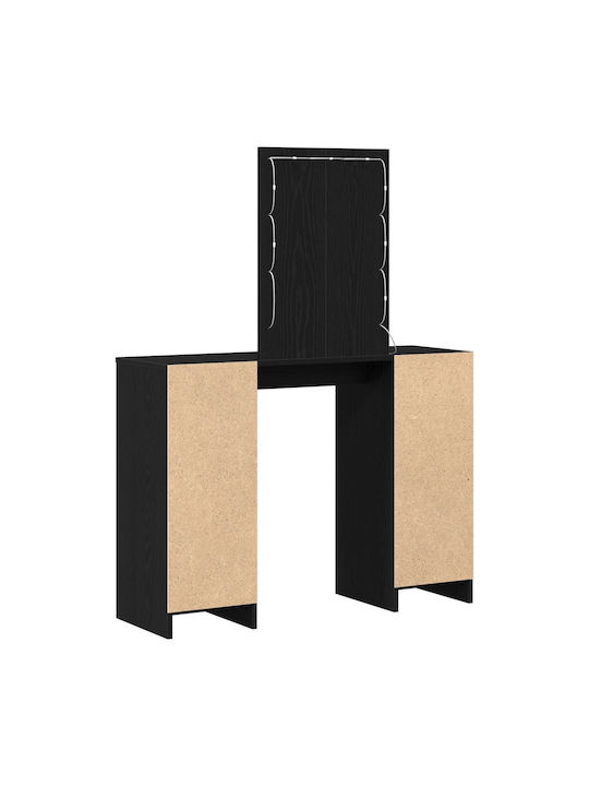 Bodenstehende Schminktisch Schlafzimmer Holz Schwarz mit Spiegel 102x33x135cm