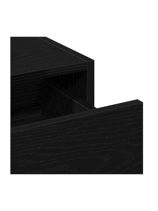 Wall-Mounted Makeup Dressing Table Wooden Black Oak with Mirror 60x40x70cm
