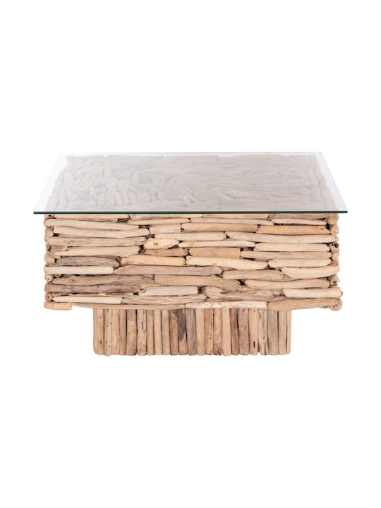Square Central Coffee Table Sparrow Made of Solid Wood Driftwood M95xL95xH51cm