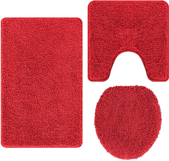 vidaXL Non-Slip Bath Mats Set 4019868 Red 3pcs