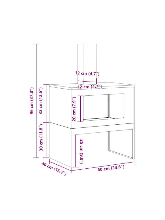 vidaXL Τζάκι Εξωτερικού Χώρου Μεταλλικό Καφέ 60x40x96cm