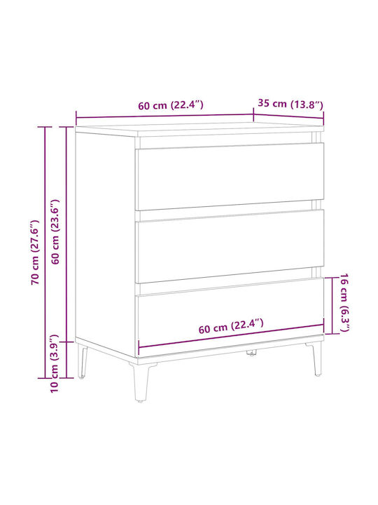 Συρταριέρα Креватокамарас Дървена Black Oak 60x35x70бр