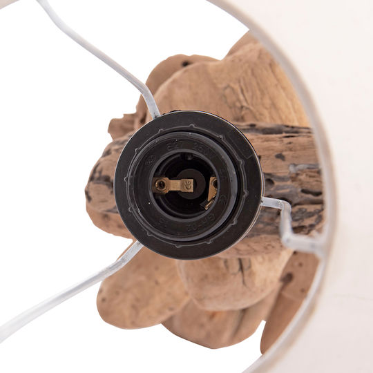 HomeMarkt Metal Table Lamp for Socket E27 with White Shade and Brown Base