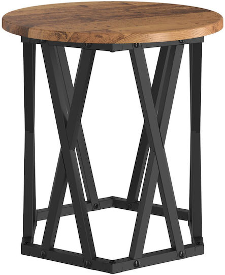 Round Side Coffee Table Made of Solid Wood Brown 2 Pieces W50xL50xH40cm