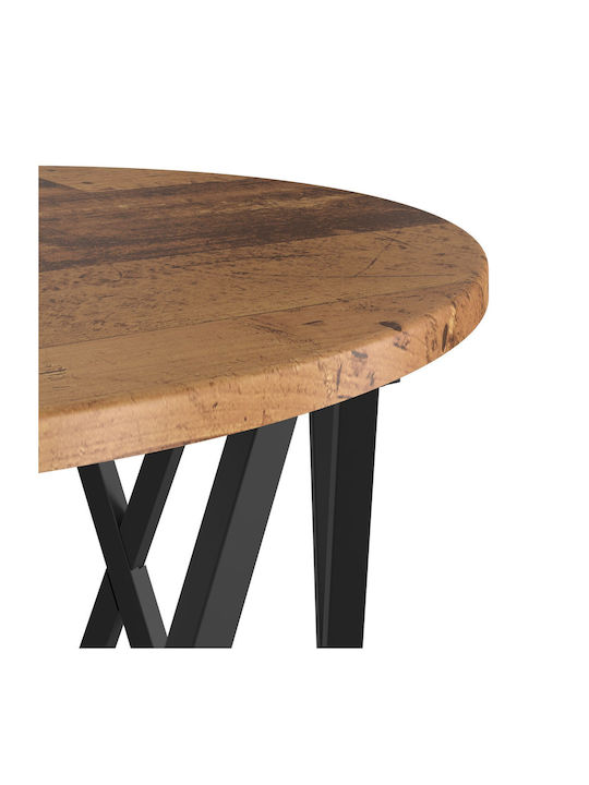 Round Side Coffee Table Made of Solid Wood Brown 2 Pieces W50xL50xH40cm