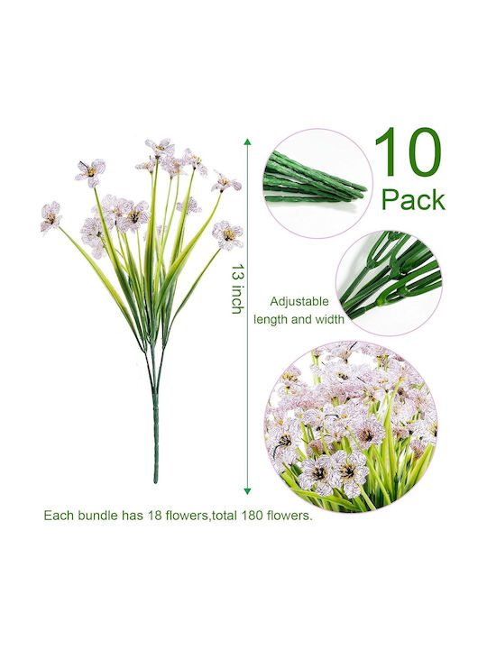 Artificial Flowers Decoration 10 Bunches White Silk