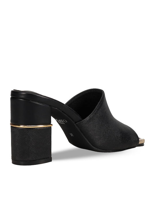 Mules with High Heel in Black Color