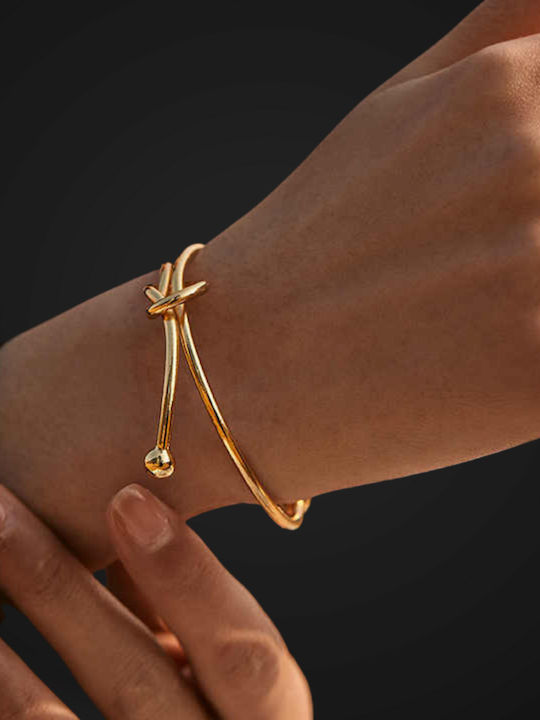 Met Women's Bracelet Handcuffs Stainless Steel Gold Plated 7cm
