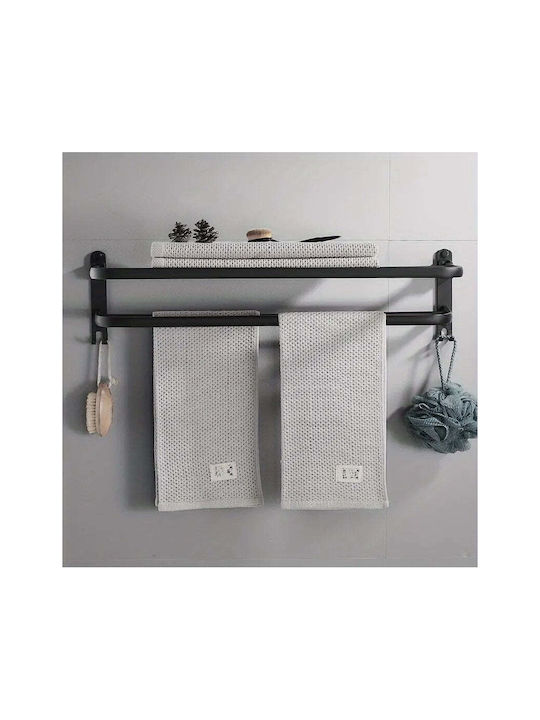 Wallex Towelrack 60 Double Wall-Mounted Bathroom Shelf Unit with Screws 60x40cm Gray