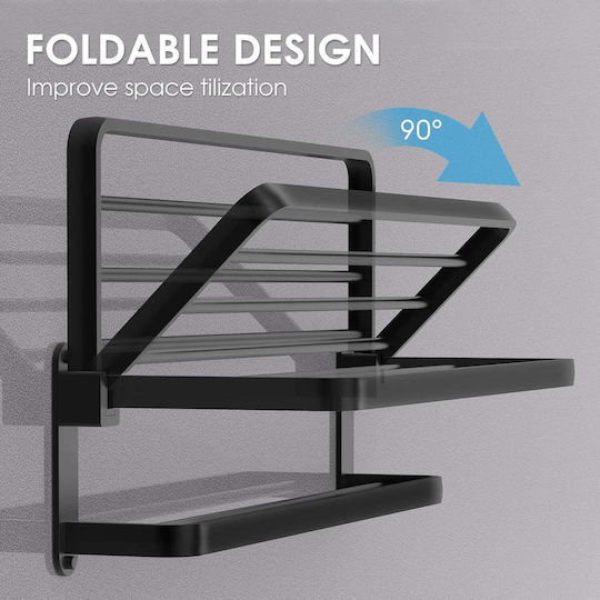 Wallex Towelrack 60 Ραφιέρα Μπάνιου Διπλή Επιτοίχια με Βίδες ​60x40cm Γκρι
