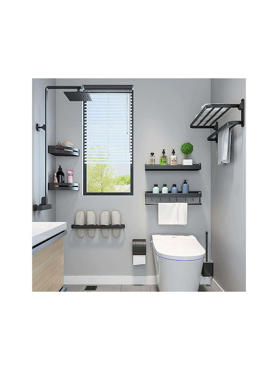 Wallex Towelrack 60 Double Wall-Mounted Bathroom Shelf Unit with Screws 60x40cm Gray