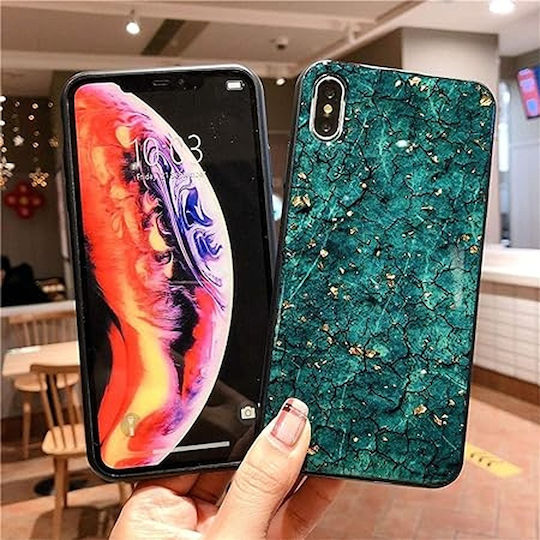 Калъф за iPhone 12 12 Pro Силиконов TPU Зелен Мрамор
