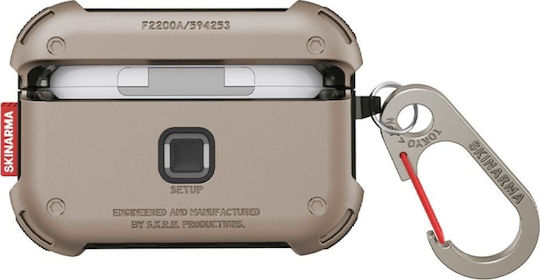 Skinarma Mecha Case Plastic with Hook in Gold color for Apple AirPods Pro 2
